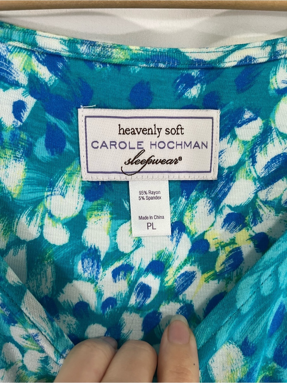 Carole Hochman Heavenly Soft Maxi Loungewear Dress Teal Blue Green Floral PL - Picture 4 of 8